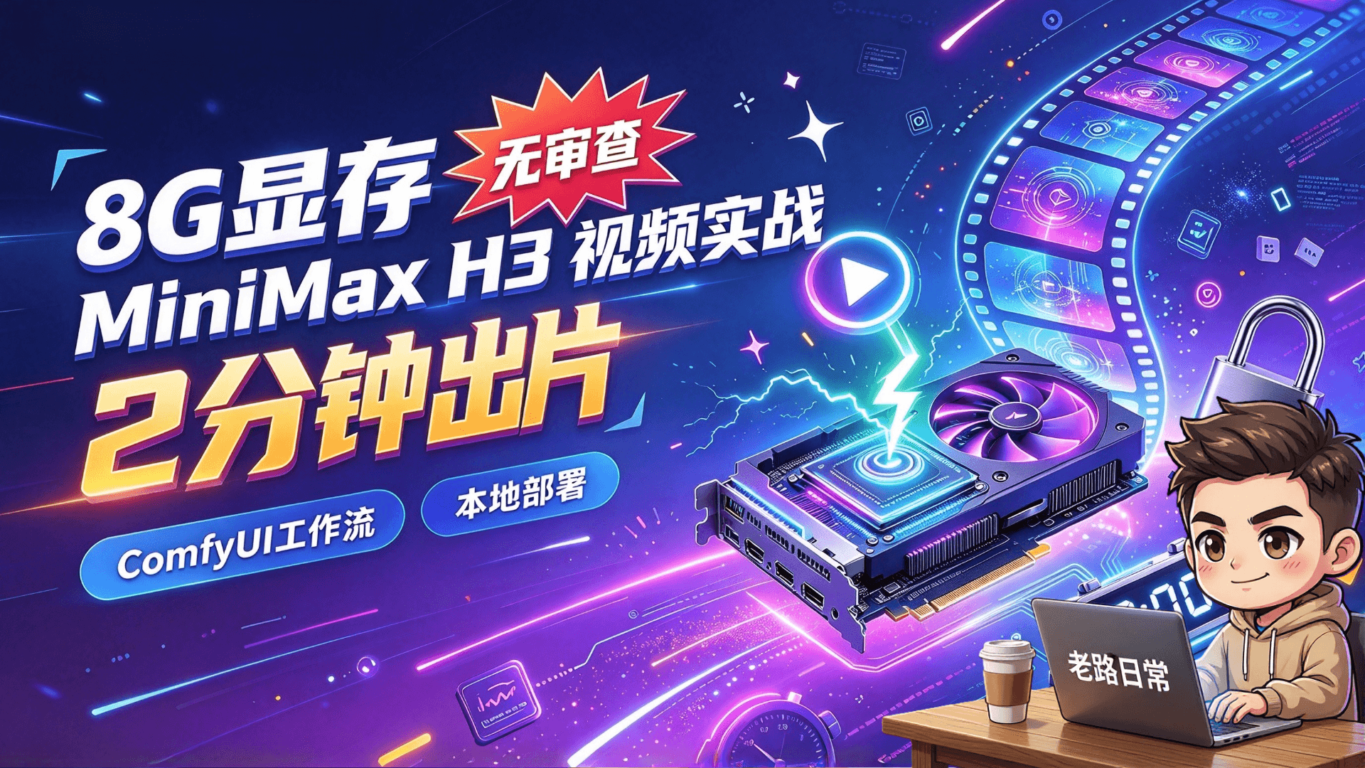 8G显存实战 MiniMax H3 生成无审查视频，加速Lora，2分钟出图，ComfyUI工作流分享，全程实操