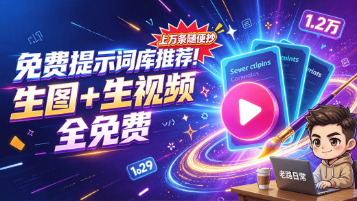 免费AI提示词库推荐，生图+生视频提示词全免费，1万+条直接抄作业！